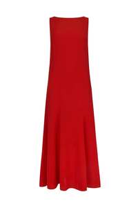 Godet Dress in Silk Crepe de Chine