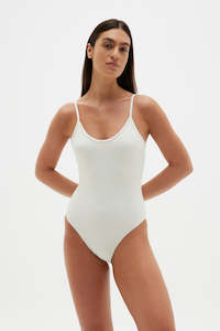 Size 6: Assembly Scoop Neck One Piece Antique White