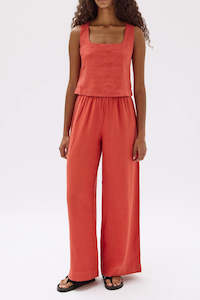 Assembly Georgina Linen Top Papaya