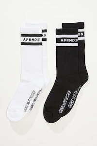 Afends: Afends Create Not Destroy Socks Two Pack Black / White