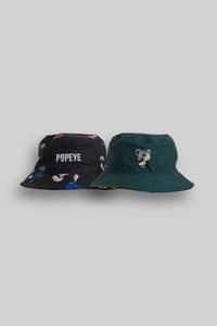 Size Os: Crate X Popeye Reversible Bucket Hat Black/Pine