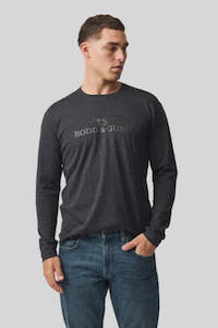 Essentials Mens: Rodd & Gunn Ls Logo T-Shirt - Charcoal