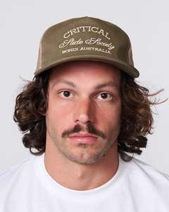 Size Os: Critical Slide Cursive Trucker