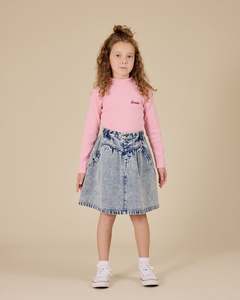 Size 4: Goldie + Ace Embroidered Rib Skivvy Sweet Pea