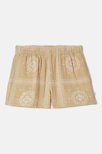Womens Clothing Shorts: Brixton Wandering Short Pale Khaki Bandana