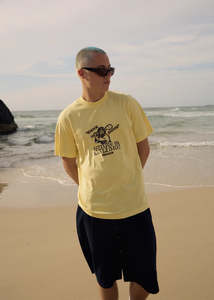 Afends Mens: Afends Mens Knock Knock Retro Tee - Washed Lemon