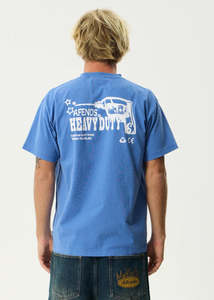 Afends Mens Heavy Duty -Heavyweight Boxy Tee - Washed Marina