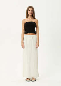 Afends Womens: Afends Focus Seersucker Maxi Skirt White