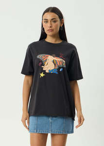Afends Womens: Afends Easty Oversized Tee - Stone Black