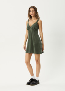 Afends Womens: Afends Gerry - Cupro Mini Dress - Deep Green
