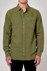Rollas: Rollas Men At Work L/S Hemp Shirt Olive