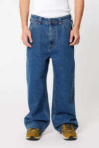 Essentials Mens: Abrand A7 Mega Baggy Gavin Emb Mid Vintage Indigo