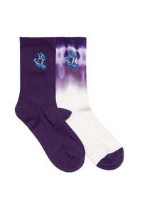 Boys Socks: Santa Cruz Youth Screaming Hand Crew Sock 2 Pack Cream Tie Dye-Purple