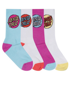 Girls Socks: Santa Cruz Other Dot Crew Sock 4 Pack, Crew Sock (4 Pack)