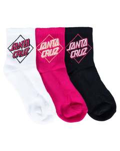 Santa Cruz Simplified Solitaire Dot Mid Sock White-Black-Pink