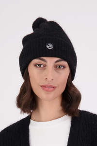 Swanndri Hutton Turn Up Bobble Beanie Black