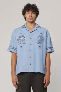 Rollas: Rollas Bluemoon Bowler SS Shirt Ocean Blue
