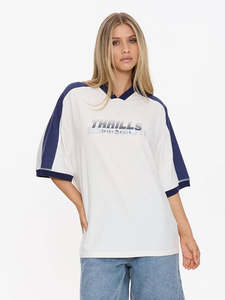 Womens Tops 1: Thrills Speed Kills V-Neck Oversized Tee Dirty White