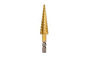Metric Step Drill Bit : HSS Titanium Coated 3mm – 13mm-Flow Designs