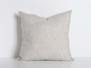 Filled Cushions: Maia Linen Filled Cushion - Grey Stripe