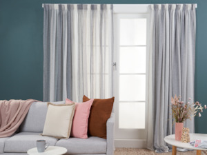 Ready Made Curtains: Montserrat Stripe Sheer Curtains - Smoke/White/Grey