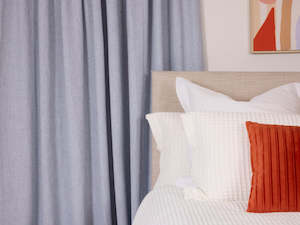 Lined Curtains: Clyde Blue Smoke Lined Pencil Pleat Curtains