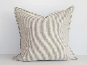 Cushions: Ava Linen Filled Cushion - Olive Stripe