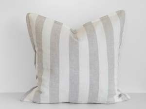 Cushions: Ava Linen Filled Cushion - Wide Natural Stripe