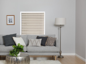Clearance Ready Made Blinds: WW 35mm Wooden Venetian Blind - White Birch