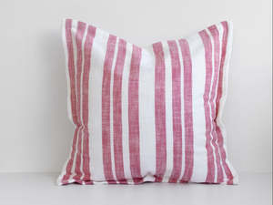 Filled Cushions: Laguna Stripe Filled Cushion - Brick/White