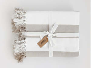 Throws: Coronado Stripe Throw - Beige/White