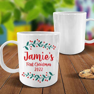 Gifts: Baby's First Christmas White Plastic Mug