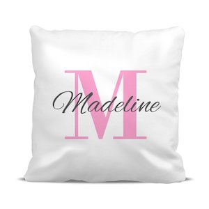 Cushion Covers Pillow Cases: Pink Monogram Classic Cushion Cover