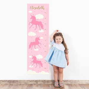 Height Charts Sticker Pack: Pink Unicorn Wall Decal Height Chart