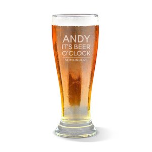 Engraved Glassware: Somewhere Premium 425ml Beer Glass