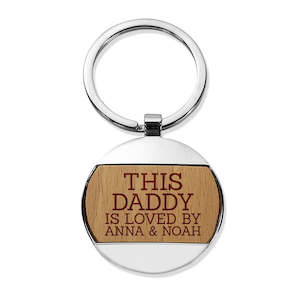 Engraved Wood Metal Keyrings: This Daddy Round Metal Keyring