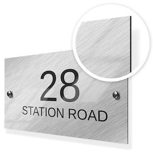 House Signs: Light Diagonal Pattern Metal House Sign