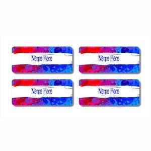 Splatter Rectangle Name Labels (Pack of 32)