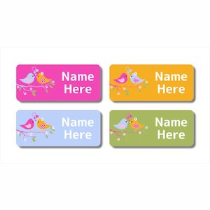 Two Birds Rectangle Name Labels (Pack of 32)
