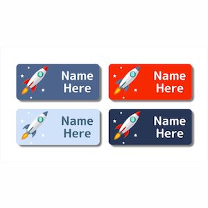 Rectangle Name Labels: Rocket Rectangle Name Labels (Pack of 32)