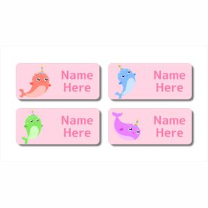 Rectangle Name Labels: Narwhal Rectangle Name Labels (Pack of 32)