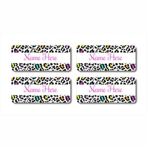 Rectangle Name Labels: Leopard Print Rectangle Name Labels (Pack of 32)