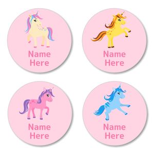 Round Name Labels: Unicorn Round Label (Pack of 30)
