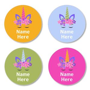 Round Name Labels: Unicorn Horn Round Label (Pack of 30)