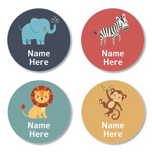 Round Name Labels: Zoo Animals Round Label (Pack of 30)