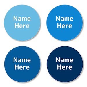Round Name Labels: Multi Colour - Blues Round Label (Pack of 30)