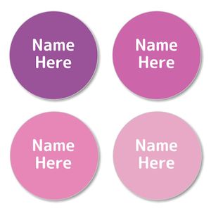 Round Name Labels: Multi Colour - Magenta Round Label (Pack of 30)