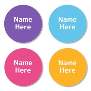 Round Name Labels: Multi Colour - Vivid Round Label (Pack of 30)