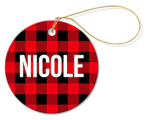 Decorations: Tartan Porcelain Ornament