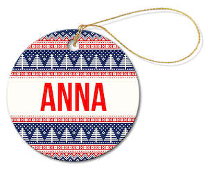 Decorations: Sweater Pattern Porcelain Ornament